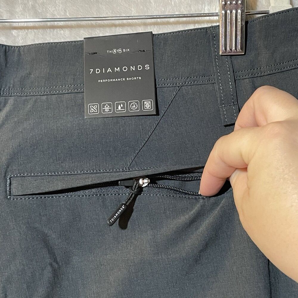 7 Diamonds Aeroplane Hybrid Stretch Performance 10” Chino Shorts Men’s 36 Gray - Picture 12 of 16